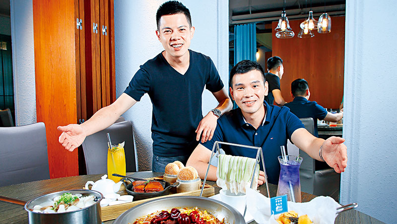 兩位創辦人曾紹謙（右起）、李宥賢打造創新中菜，鎖定22到35歲年輕客群。